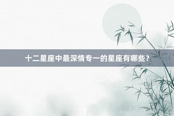 十二星座中最深情专一的星座有哪些？